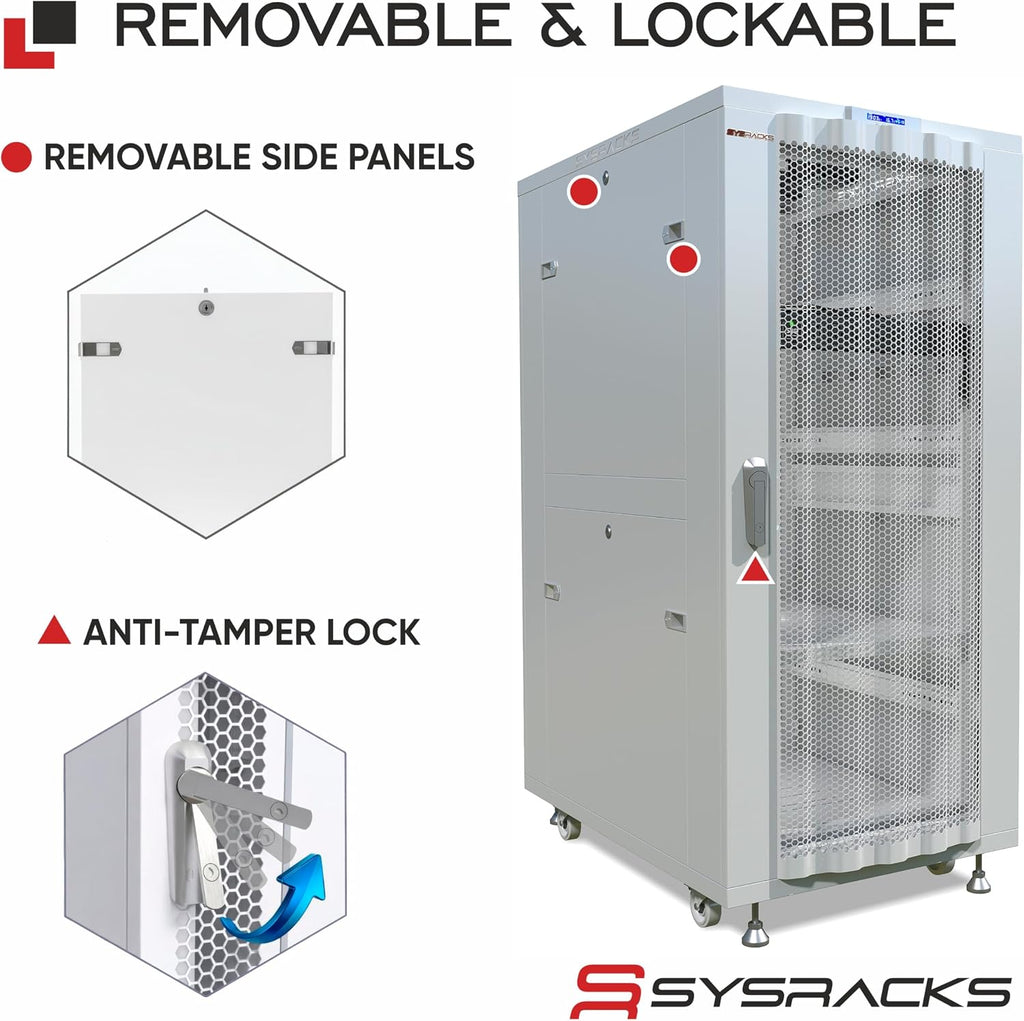 32U 35' Deep Server Rack Cabinet, 19' Floor-Standing Network Enclosure with Mesh Door, LCD Thermostat, 4 Cooling Fans, PDU, Shelf, Locking Panels, Casters, 1600 lb Capacity