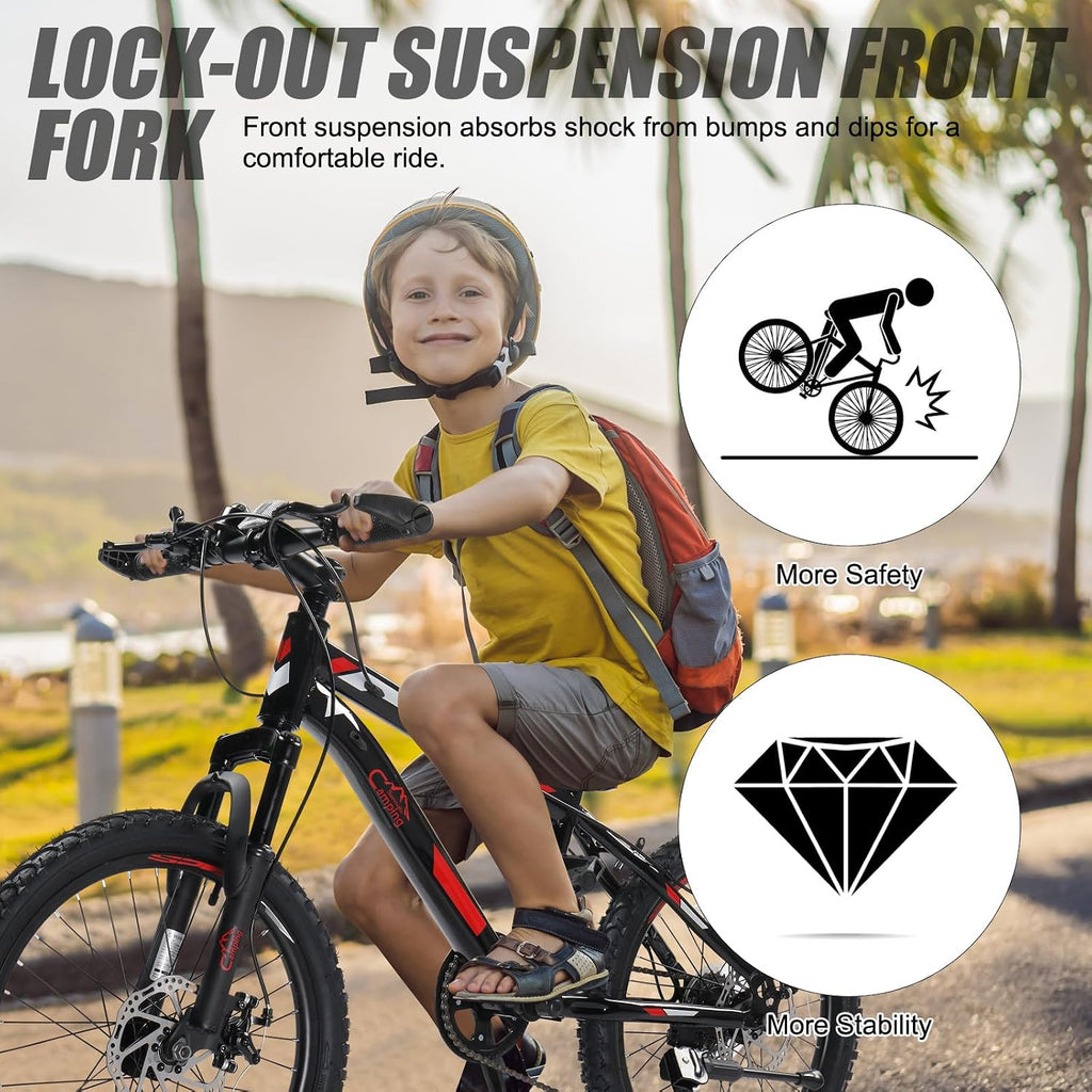 CamPingSurvivals 20/24/26 Inch Mountain Bike for Men/Women, Adult Bicycle with Professional 7 or 21 Speed Shifting, Double Shock Effect, Comfort Saddle and Pretty Look
