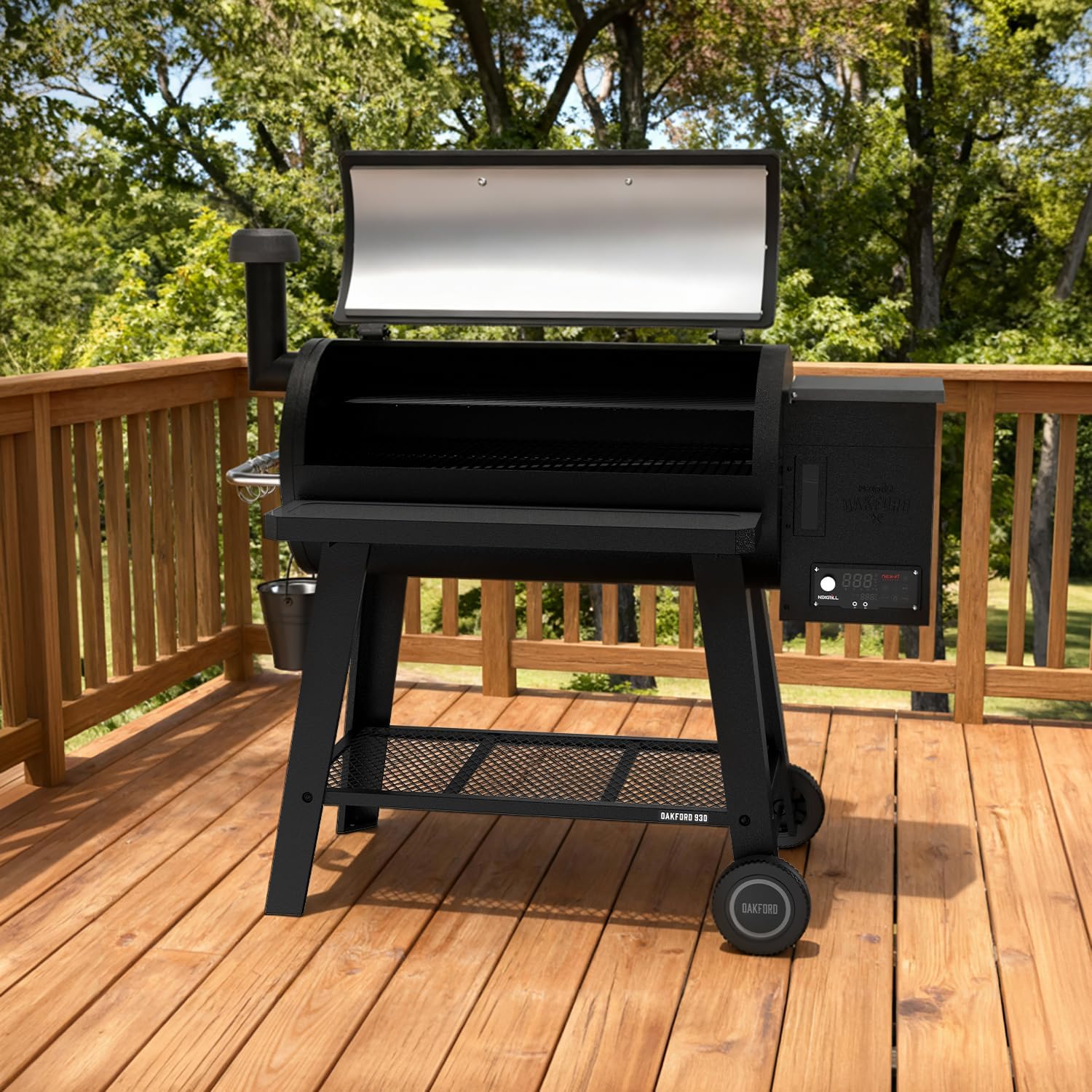 Oakford 930 Wood Pellet Grill with 930 SQ In Cooking Area, Steel Wire Grates, I-Site View Indicator, Heavy Duty Pellet Smoker Grill with Bluetooth Connectivity - 910-0509