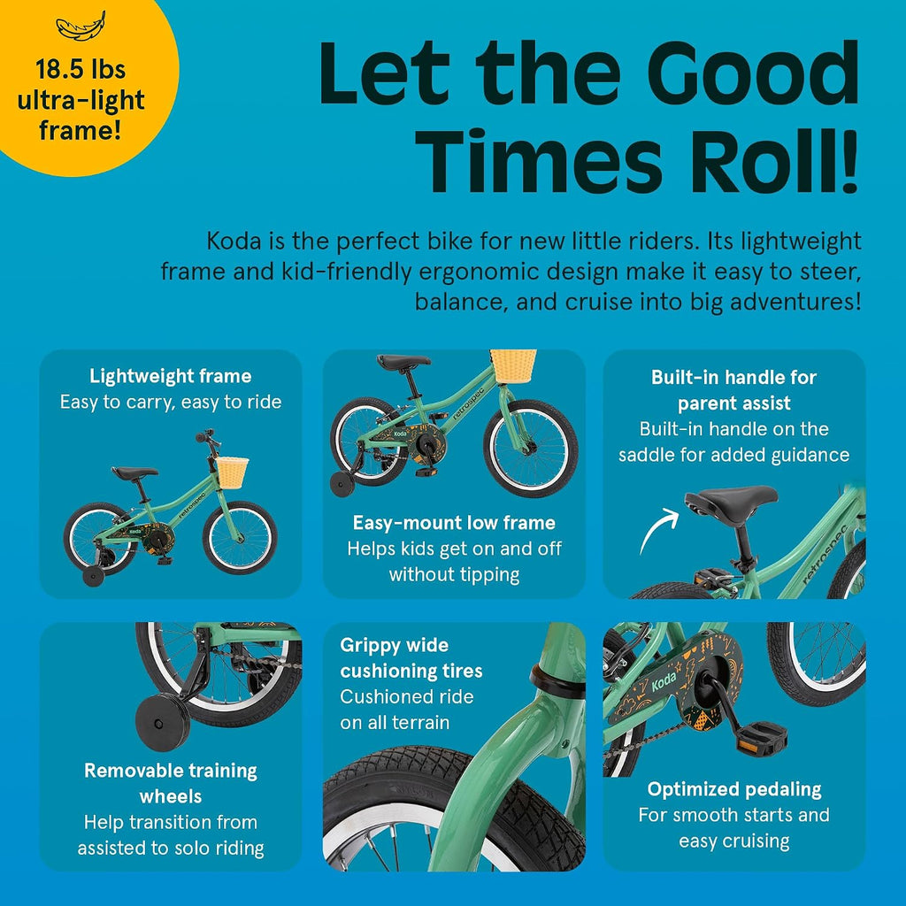 Retrospec Koda Plus Kids Bike for Boys & Girls Ages 4-6 Years - Children's Bicycle, Adjustable Seat & Handlebars