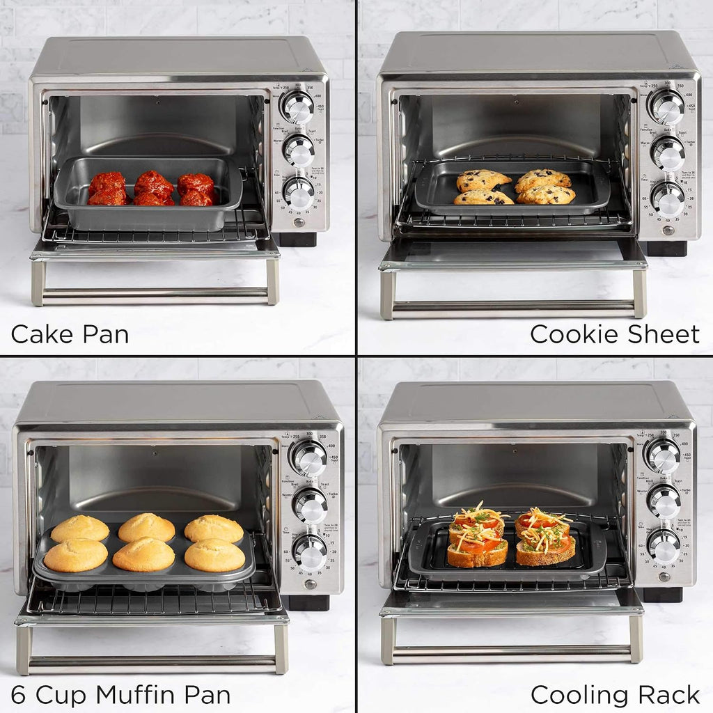 Ecolution Non-Stick Toaster Oven Bakeware Set 4-Piece, Carbon Steel, Easy to Clean and Perfect for Single Servings, Gray (Pack of 6)