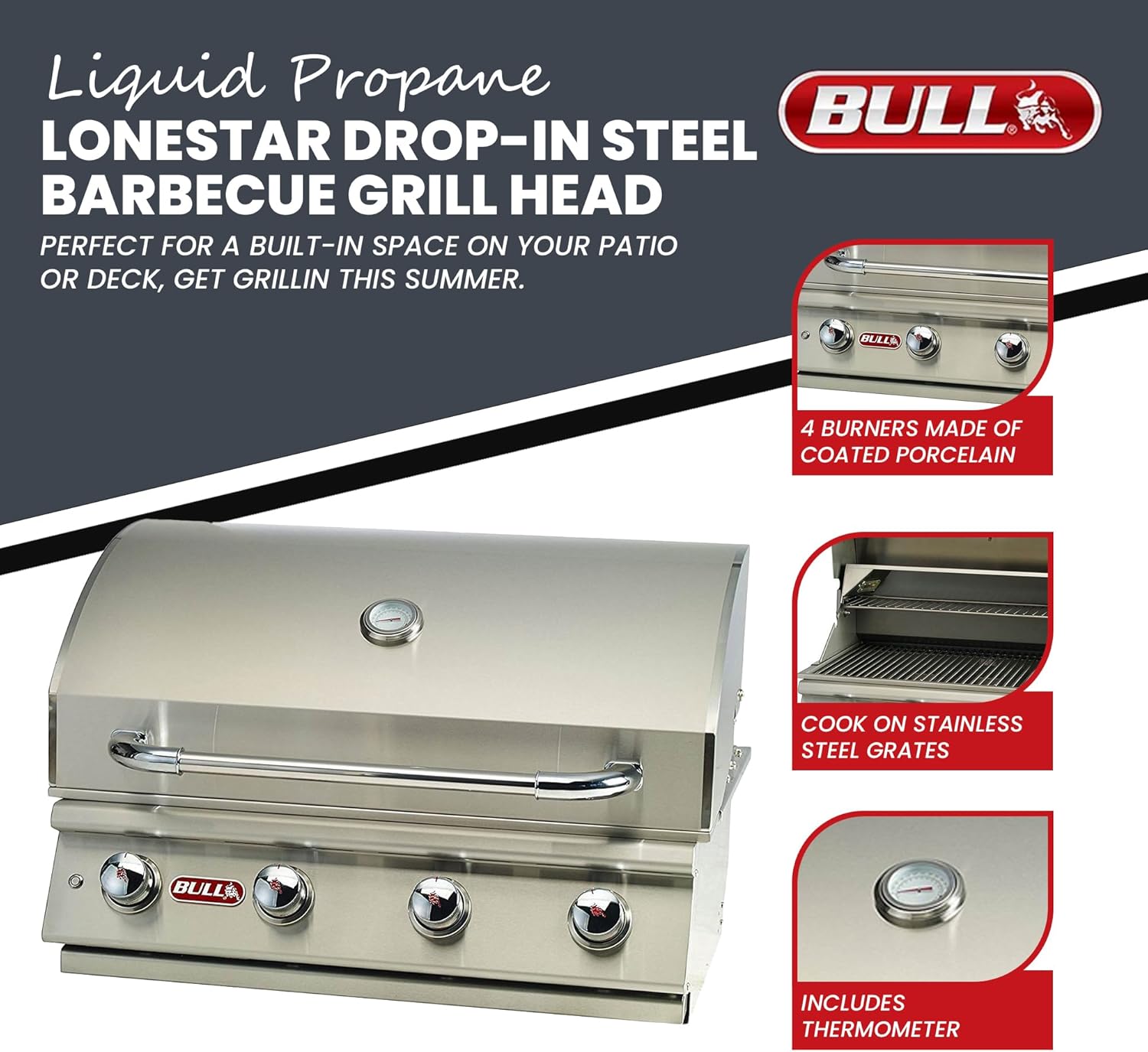 Bull Lonestar Select 30-Inch Built-In Grill (BG-87048), Propane
