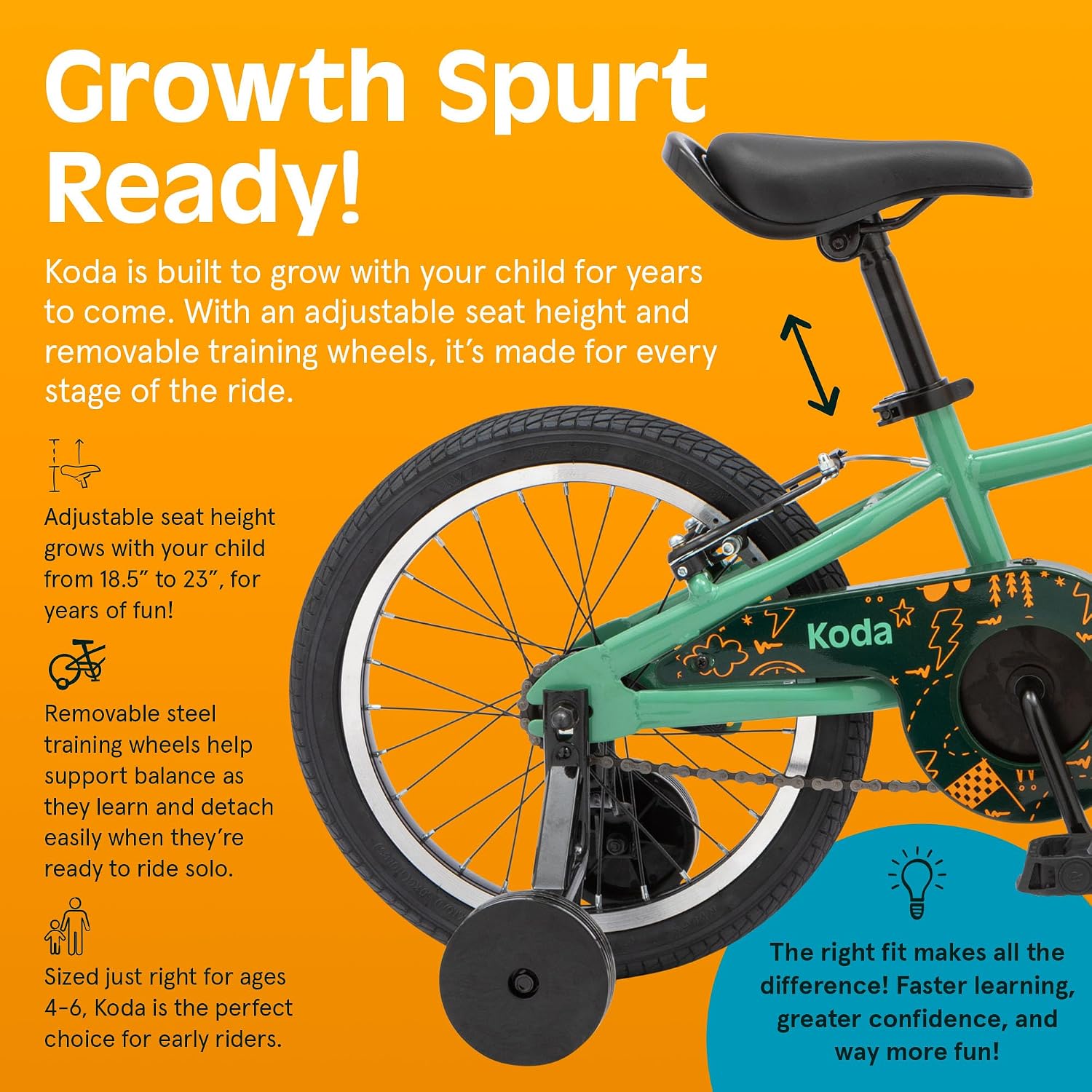 Retrospec Koda Plus Kids Bike for Boys & Girls Ages 4-6 Years - Children's Bicycle, Adjustable Seat & Handlebars