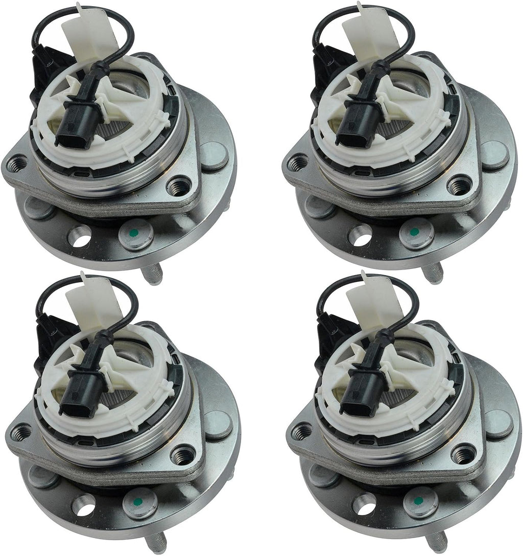 TRQ Front and Rear Wheel Bearing and Hub Assembly Set 4 Piece Compatible with 2006-2009 Pontiac Solstice 4 Wheel ABS 2007-2010 Saturn Sky