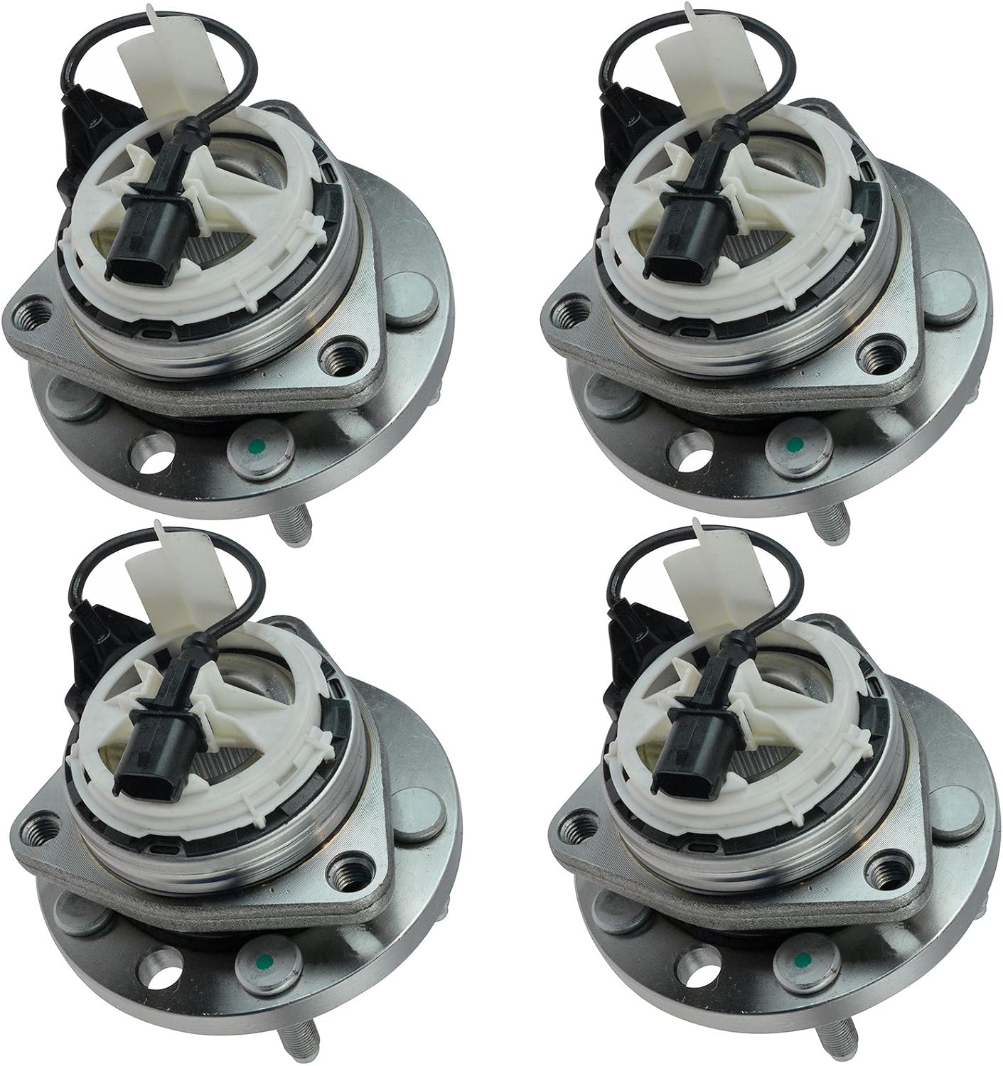 TRQ Front and Rear Wheel Bearing and Hub Assembly Set 4 Piece Compatible with 2006-2009 Pontiac Solstice 4 Wheel ABS 2007-2010 Saturn Sky