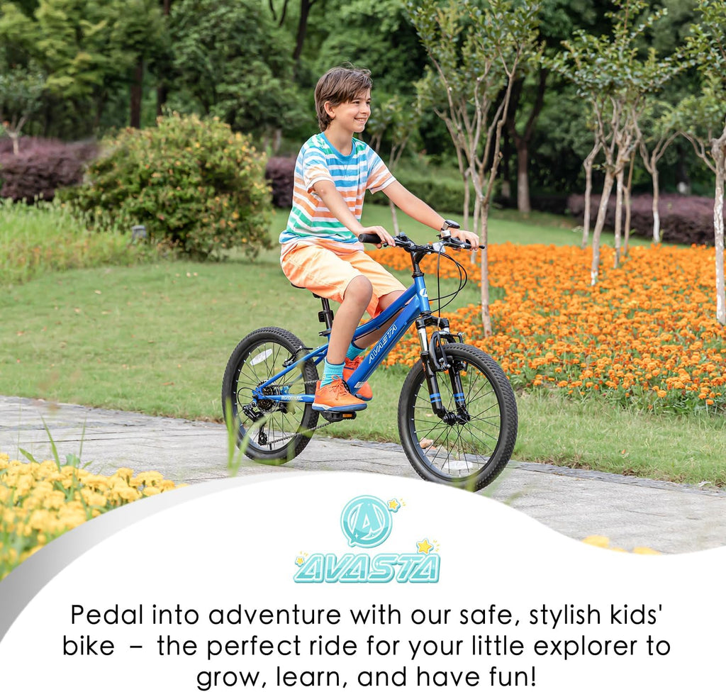 AVASTA Govet 20'' Kids Mountain Bike for 6-12 Years Old Boys Girls with Suspension Fork, 6 Speeds Drivetrain, Multiple Colors