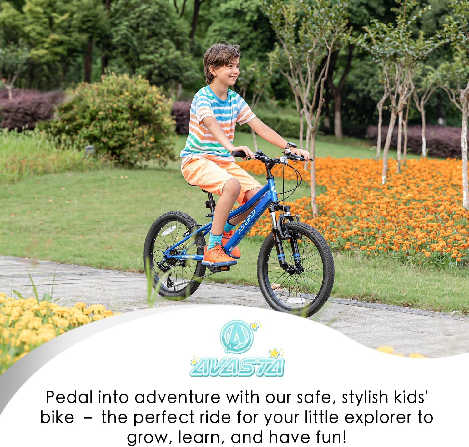 AVASTA Govet 20'' Kids Mountain Bike for 6-12 Years Old Boys Girls with Suspension Fork, 6 Speeds Drivetrain, Multiple Colors