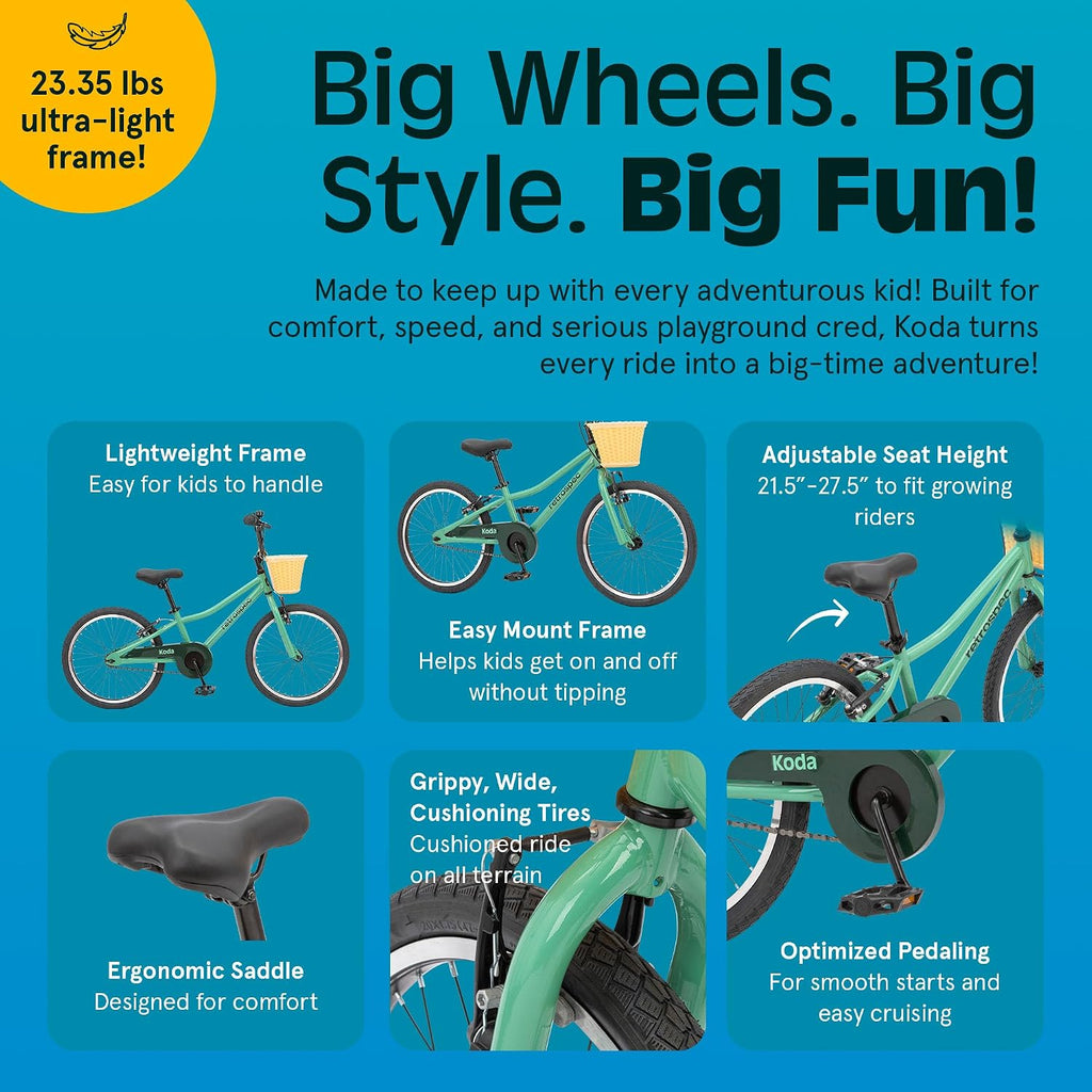 Retrospec Koda Plus Kids Bike for Boys & Girls Ages 6-8 Years - Children's Bicycle, Adjustable Seat & Handlebars