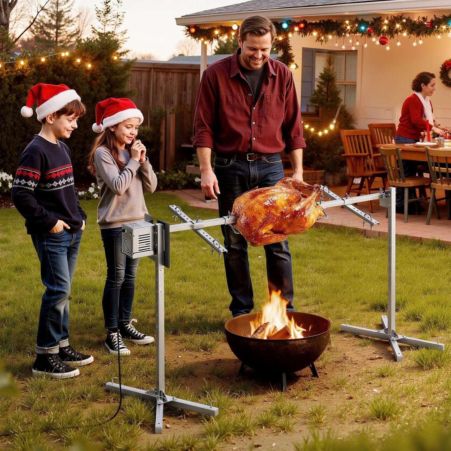 VEVOR Rotisserie Grill, 56in Electric Rotisserie Grill Kit 8 Level Height, BBQ Grills Rotisseries Kit with 132 lbs Load Capacity, Asador de Puerco, Stainless Steel Automatic Grilling Kits for Parties