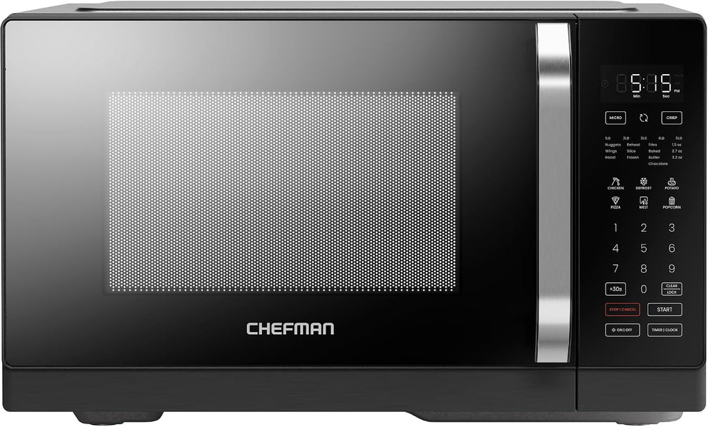 Chefman MicroCrisp Countertop Microwave Oven and Convection Oven, with Integrated Crisper, Guided Touchscreen Interface, 10 Power Levels, Mute Function, and Eco Mode, 1800W and 0.8 Cu. Ft. - Black