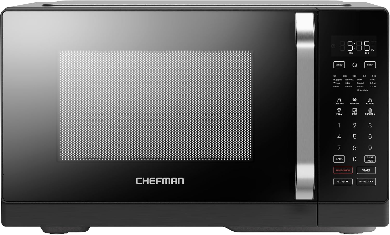 Chefman MicroCrisp Countertop Microwave Oven and Convection Oven, with Integrated Crisper, Guided Touchscreen Interface, 10 Power Levels, Mute Function, and Eco Mode, 1800W and 0.8 Cu. Ft. - Black
