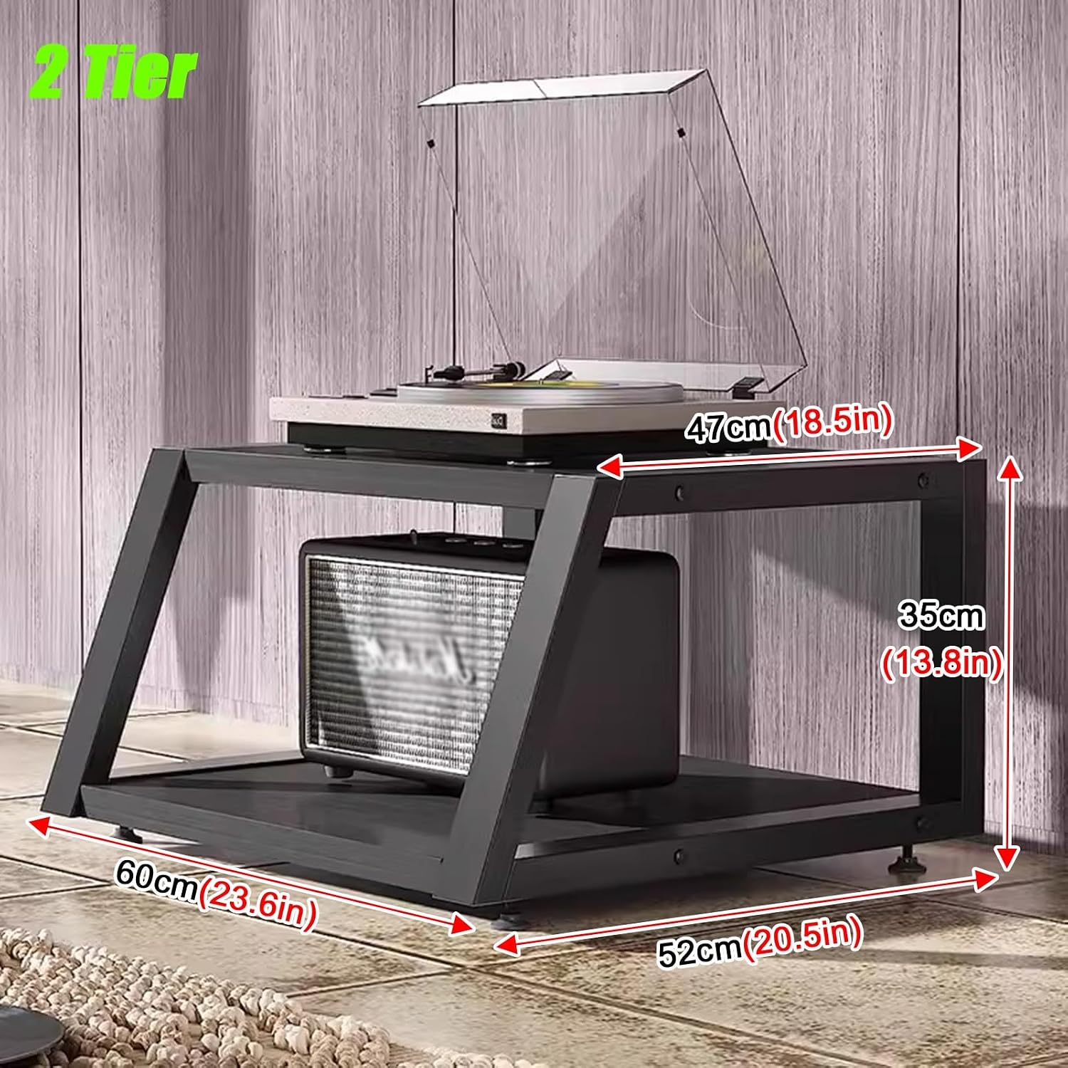 Audio Component Rack Tower Media Stereo Stand Equipment Shelves 2 3 4 Tier, Floor-standing Video Game Organizer Cabinet Display Holder, for Recording Room/Classroom/Meeting Room(Style C,2 Tier 35cm/13