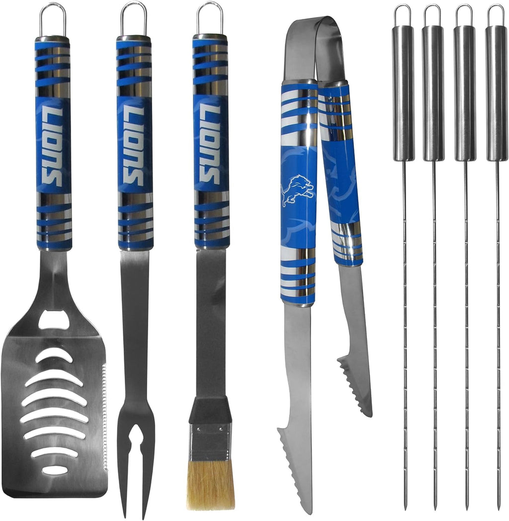 NFL Siskiyou Sports Fan Shop Detroit Lions Steel Tailgater BBQ Set w/Case 8 piece Gray