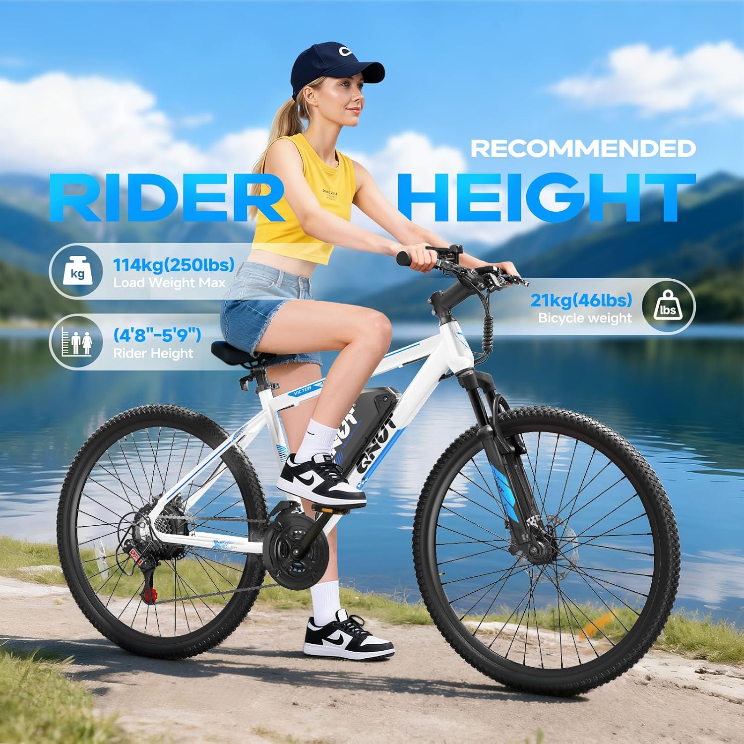 QNUT Electric Bike for Adults with Peak 1000W Motor 26' Victor Mountain Lightweight Ebike, 10.4Ah/7.8Ah Removable Battery Up to 40-60 Miles, 22MPH E Bike Commuter E-MTB for Teens, UL 2849 Certified
