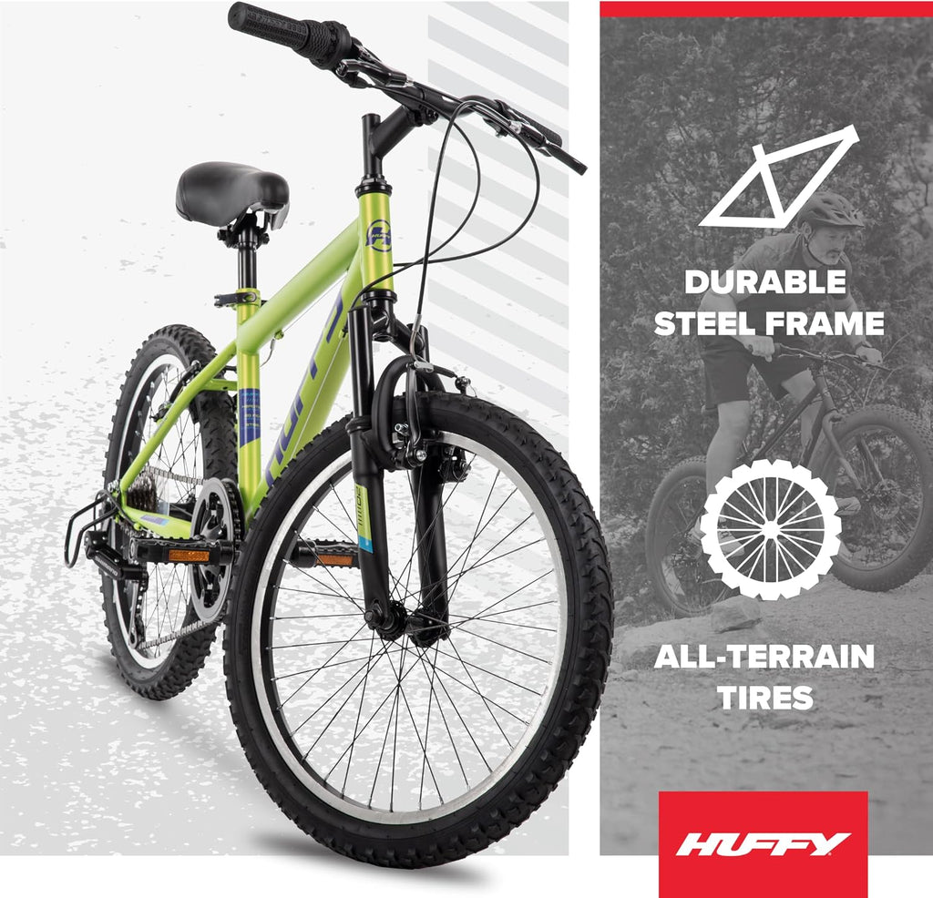 Huffy Stone Mountain Bike for Men and Women, 20'/24'/26', 6-Speed (20') or 21-Speed, Front or Dual Suspension (Varies), Multiple Colors, Adjustable Saddle, Shimano Equipped, All-Terrain Tires