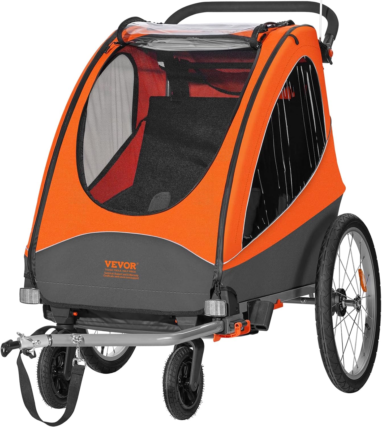 VEVOR Bike Trailer for Toddlers Kids, Single & Double Seat Options, 2-in-1 Canopy Carrier with Strong Frame Converts to Stroller, Tow Behind Foldable Child Bicycle Trailer with Universal Coupler