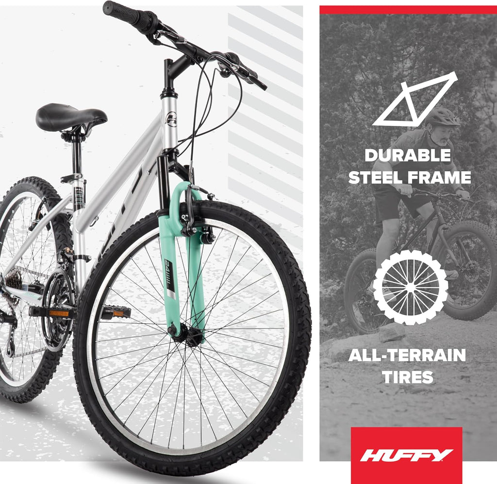 Huffy Stone Mountain Bike for Men and Women, 20'/24'/26', 6-Speed (20') or 21-Speed, Front or Dual Suspension (Varies), Multiple Colors, Adjustable Saddle, Shimano Equipped, All-Terrain Tires