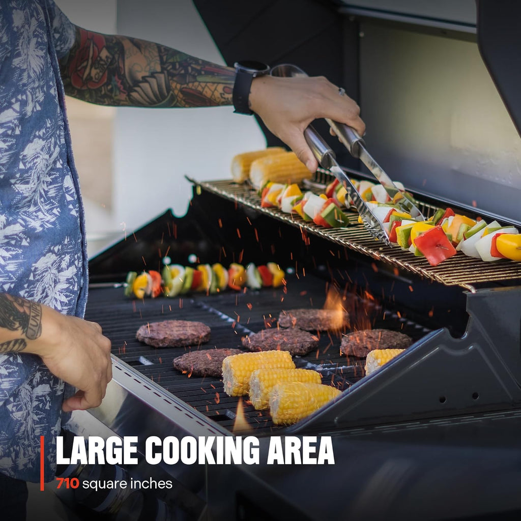 Monument Grills Denali Series, 4+1 Liquid Propane Gas Smart BBQ Grill, 4 Burners & 1 Side Burner, Denali 405 Stainless Steel with Smart technology, Knob Controls, Outdoor Use