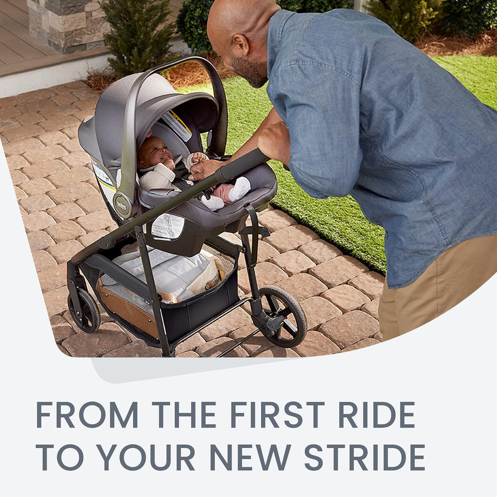 Britax Willow Brook Travel System, Car Seat Stroller Combo With Willow Infant Car Seat, Aspen Base, and Brook Stroller; ClickTight Technology, RightSize System and 4 Ways to Ride — Graphite Glacier