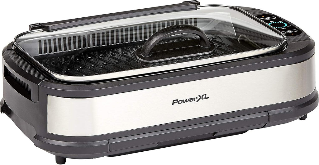 PowerXL Smokeless Grill with Tempered Glass Lid and Turbo Speed Smoke Extractor Technology. Make Tender Char-grilled Meals...