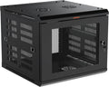 ECHOGEAR 9U Network Rack - Enclosed Wall Mount Rack Kit Includes 2X 1U Shelves, Pre-Mounted Fan, Lockable Door & Hardware - 600mm Depth Fits All Your AV Gear