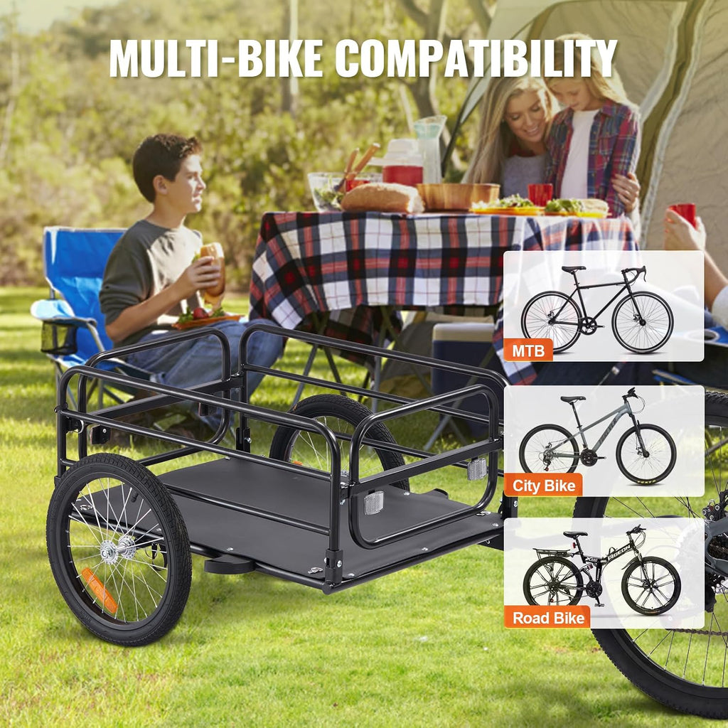 VEVOR Bike Cargo Trailer, 88/100/160 lbs Load Capacity, Heavy-Duty Bicycle Wagon Cart, Foldable Compact Storage with Universal Hitch