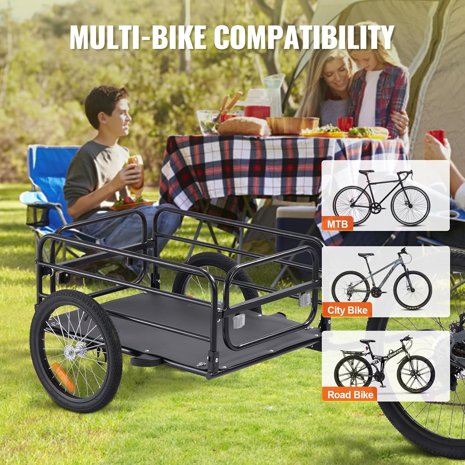 VEVOR Bike Cargo Trailer, 88/100/160 lbs Load Capacity, Heavy-Duty Bicycle Wagon Cart, Foldable Compact Storage with Universal Hitch