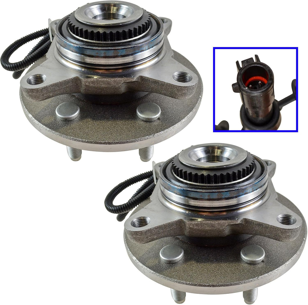 TRQ Front Left and Right Wheel Bearing and Hub Assembly Set 2 Piece Compatible with 2005 Ford F-150 4WD from 11/29/04 Production 6 Lug Wheels 06-07 F-150 4WD 08 F-150 AWD 06-08 Lincoln Mark LT 4WD