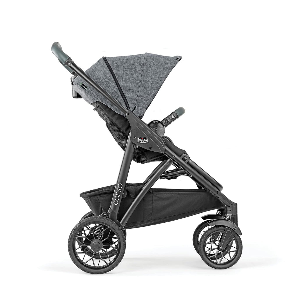 Chicco Corso Primo ClearTex Modular Travel System, Corso Primo Modular Stroller with KeyFit 35 Zip ClearTex Infant Car Seat and Base, Aspen/Black