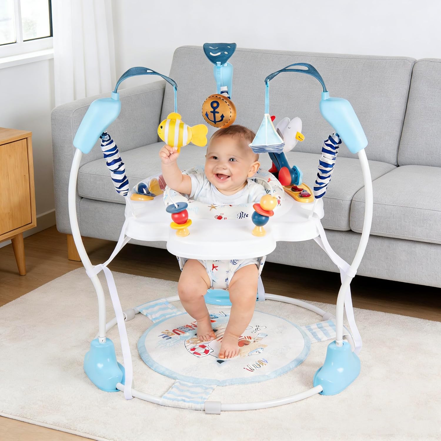 Baby Activity Center, 3-in-1 Baby Jumper, Infant Activity Center with 360° Rotating Seat, Music, Lights, 3 Adjustable Heights, Infant Activity Jumper for 6+ Months JP2401