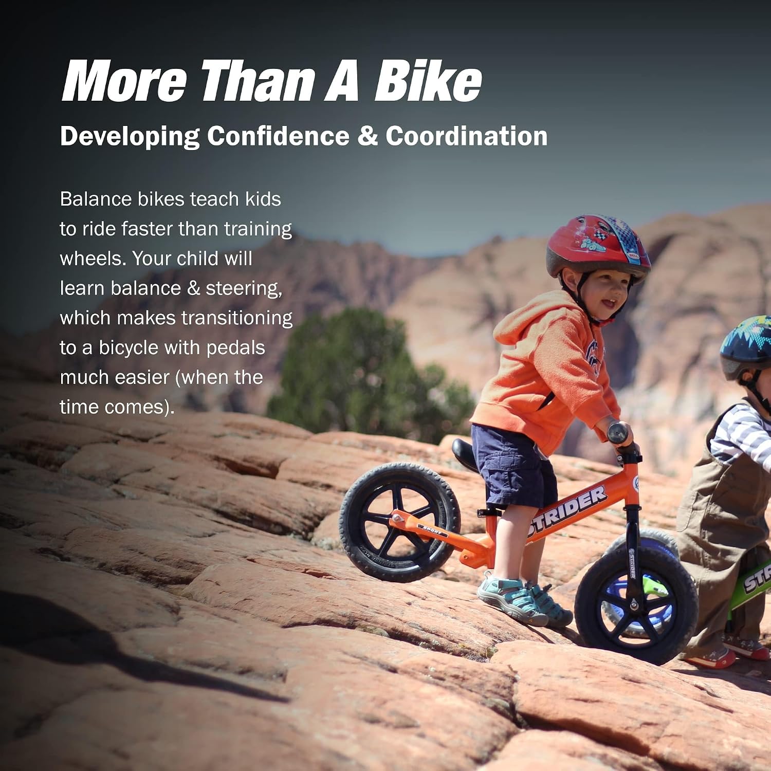 Strider 12' Sport Bike - No Pedal Balance Bicycle for Kids 1 to 4 Years - Includes Safety Pad, Padded Seat, Mini Grips & Flat-Free Tires - Tool-Free Assembly & Adjustments