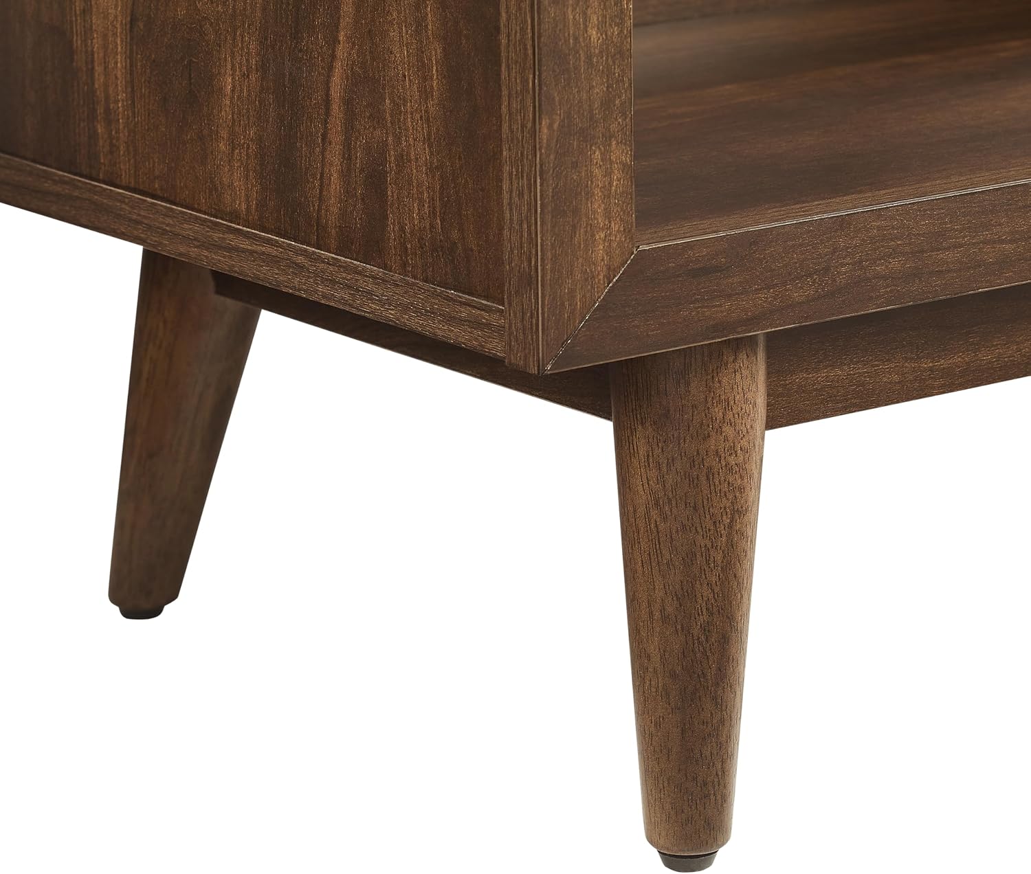 Crosley Furniture Nashville Mid Century Modern Console Record Player Stand, Stores Up to 220 Vinyl Records, Medium, Brown