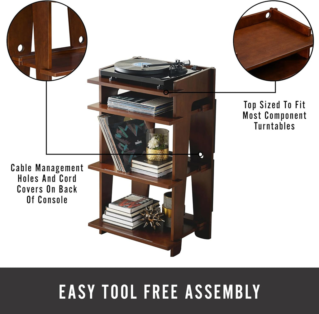 Crosley Furniture Soho Record Player Stand, Media Console with Vinyl Storage, Modern Home Organizer, Mahogany