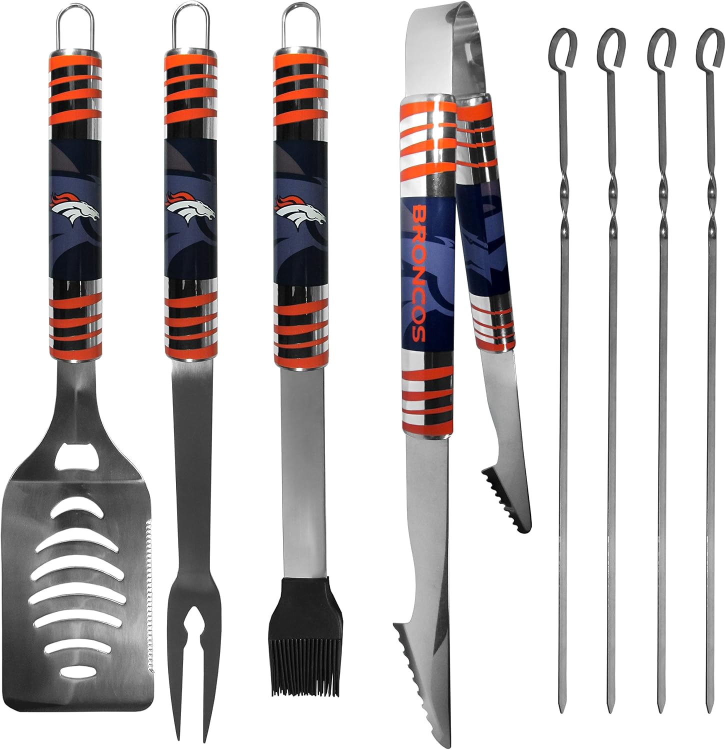 NFL Siskiyou Sports Fan Shop Denver Broncos Steel Tailgater BBQ Set w/Case 8 piece Gray