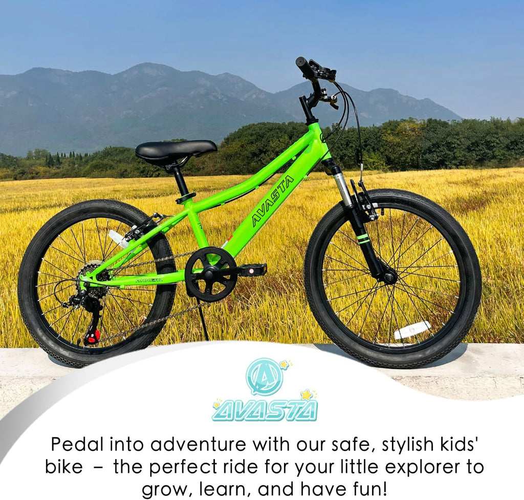 AVASTA Govet 20'' Kids Mountain Bike for 6-12 Years Old Boys Girls with Suspension Fork, 6 Speeds Drivetrain, Multiple Colors