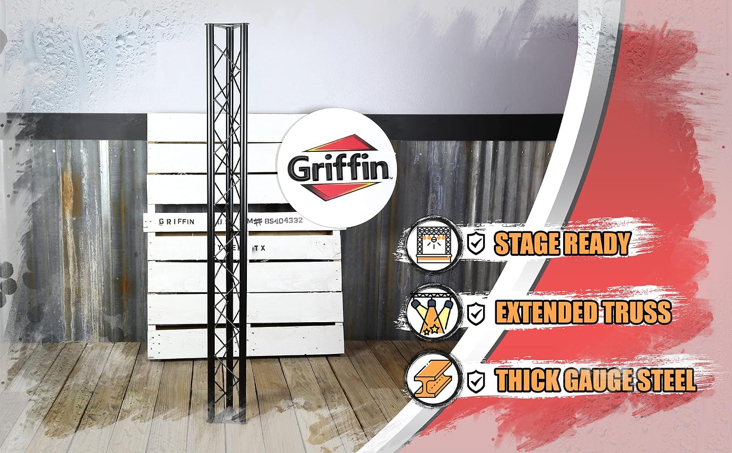 GRIFFIN 5ft Triangle Truss 6'x6'x6' Segment Extension (Stage-MountPRO Series) – Extra Lighting Truss for DJ Booths, Stand Rigs, Light Cans & Audio Gear Mounting