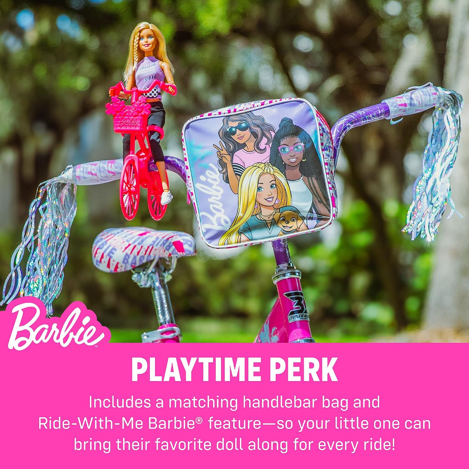 Dynacraft Barbie 12, 16, 18-inch Girls' Bike for Kids Ages 3-9 Years - Fun and Stylish Design, Sturdy and Durable, Perfect for Kids Learning to Ride, Easy to Assemble, Ideal for Young Riders