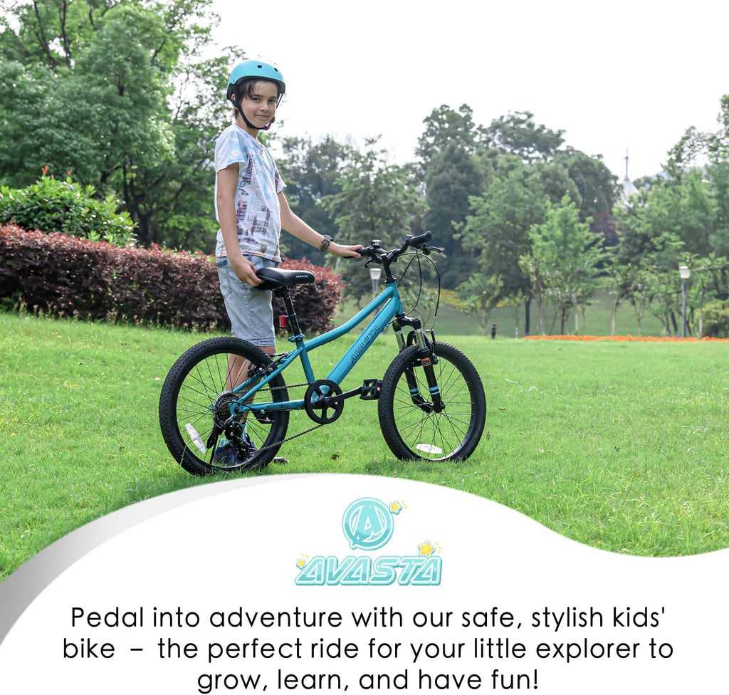 AVASTA Govet 20'' Kids Mountain Bike for 6-12 Years Old Boys Girls with Suspension Fork, 6 Speeds Drivetrain, Multiple Colors