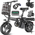 LELEKUAI Electric Bike for Adults and Teens, 520W-560W Motor, 20-24MPH, 32 Miles Range, 48V 10Ah Battery, 3-Level Pedal Assist, 14' Foldable Mini Electric Bicycle, UL 2849 Certified