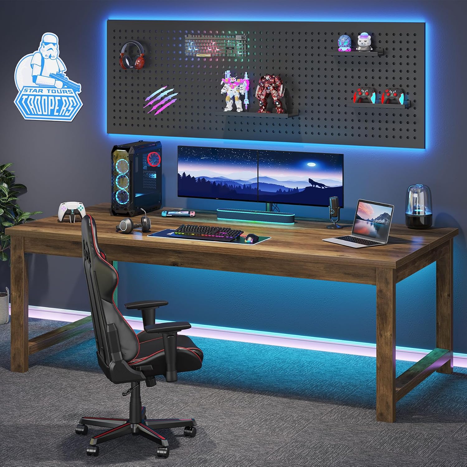 Tribesigns Modern Computer Desk, 63 x 31.5 inch Large Office Desk Computer Table Study Writing Table Workstation for Home Office, Brown Wood
