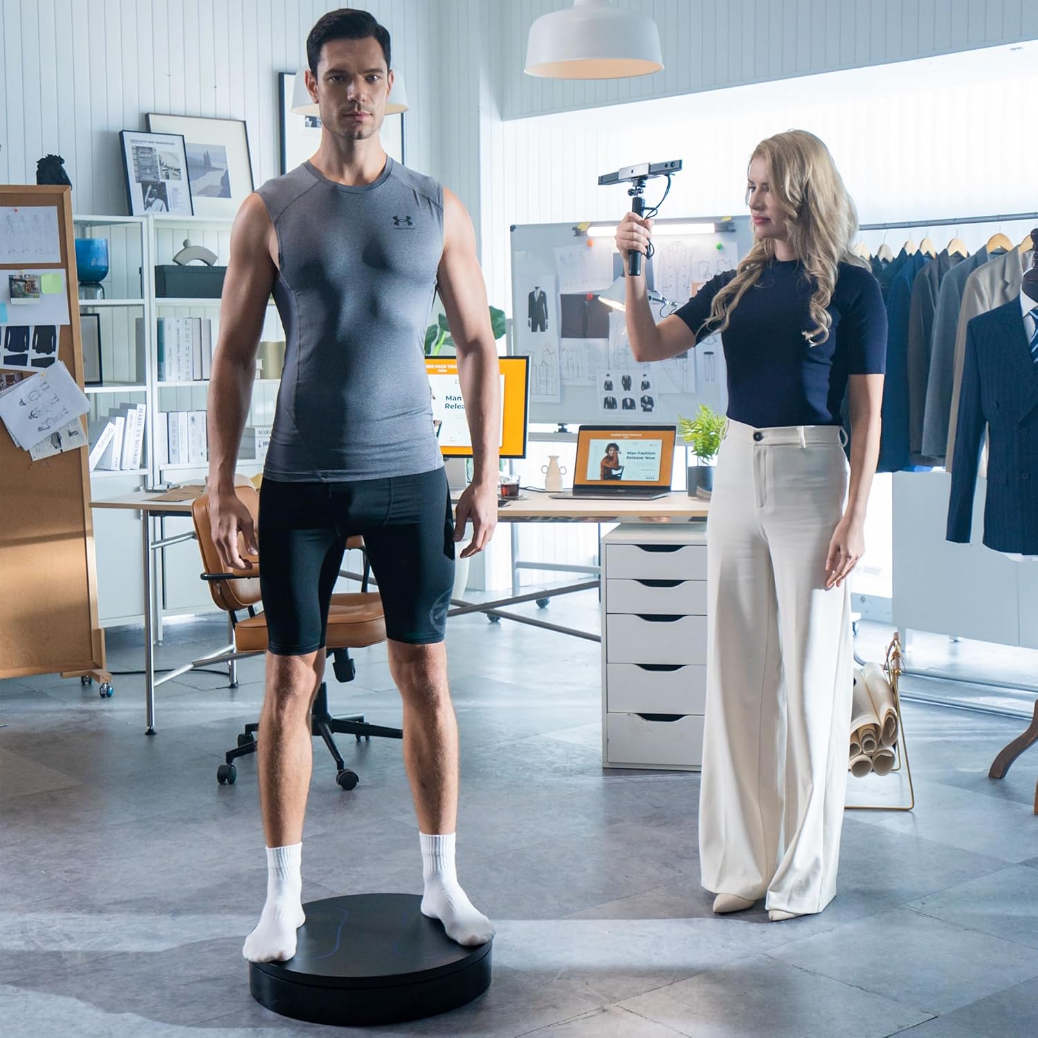 Revopoint Large Electric Turntable for Human Body and Big Objects 3D Scanning, Supports up to 200kg Load, Faster Scanning with Large Rotating Platform, Adjustable Speeds