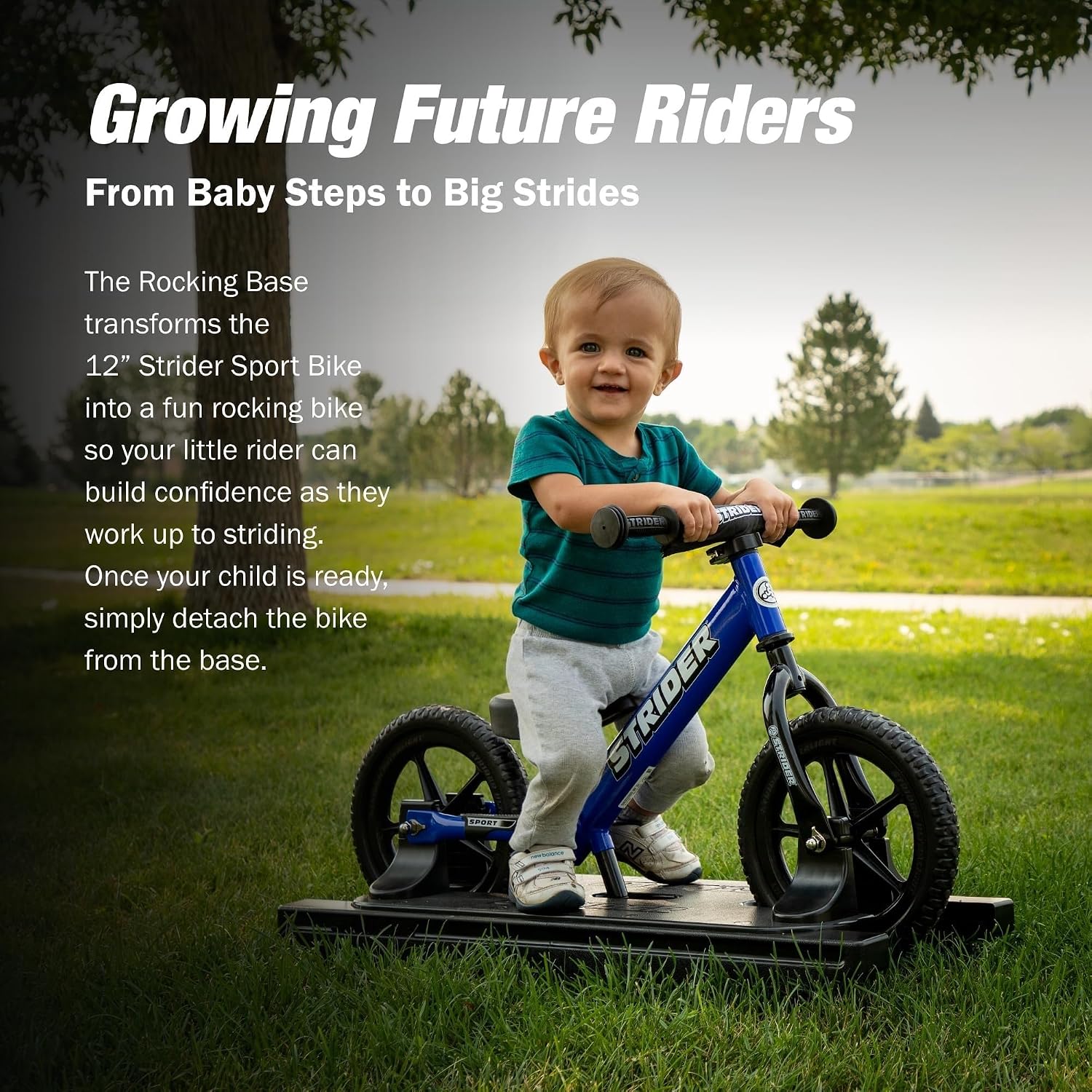 Strider Sport 2-in-1 Rocking Bike - Helps Teach Baby How to Ride a Balance Bicycle - for Kids 6 Months to 4 Years - Easy Assembly & Adjustments