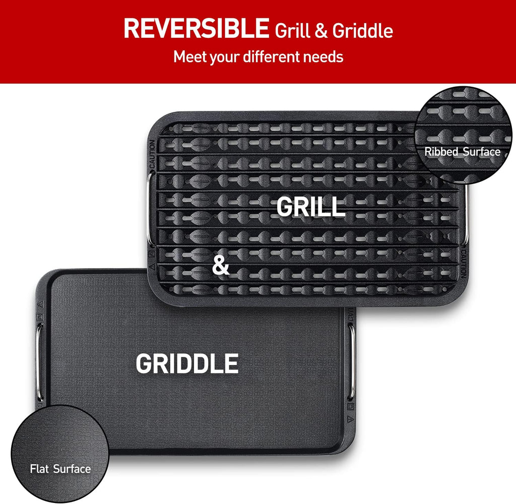 Indoor Grill, Techwood 1500W Smokeless Electric Grill with 2 in1 Nonstick Grill/Griddle Plates, Portable Korean BBQ Grill with 6-Level Control, Glass Lid, Dishwasher Safe, Double Plates, Gray