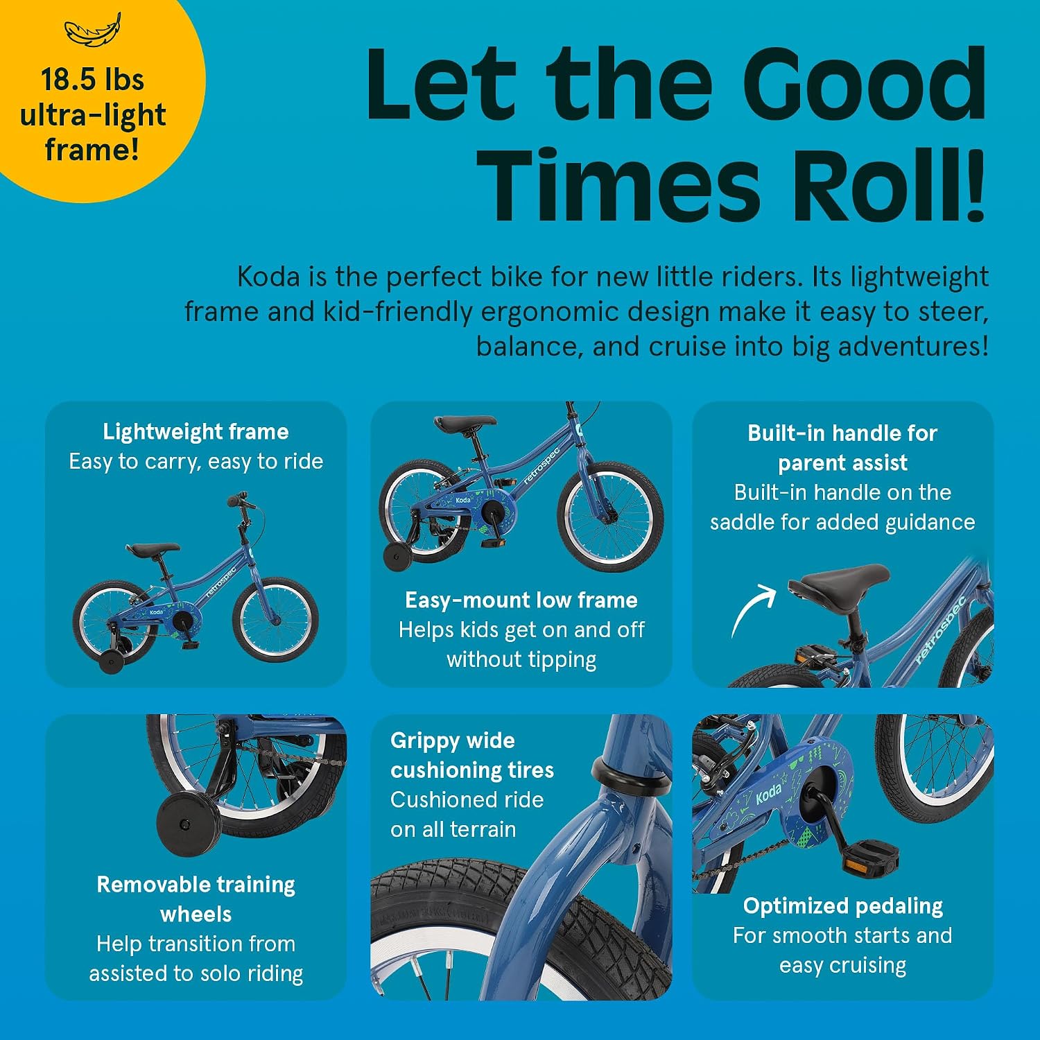 Retrospec Koda Plus Kids Bike for Boys & Girls Ages 4-6 Years - Children's Bicycle, Adjustable Seat & Handlebars