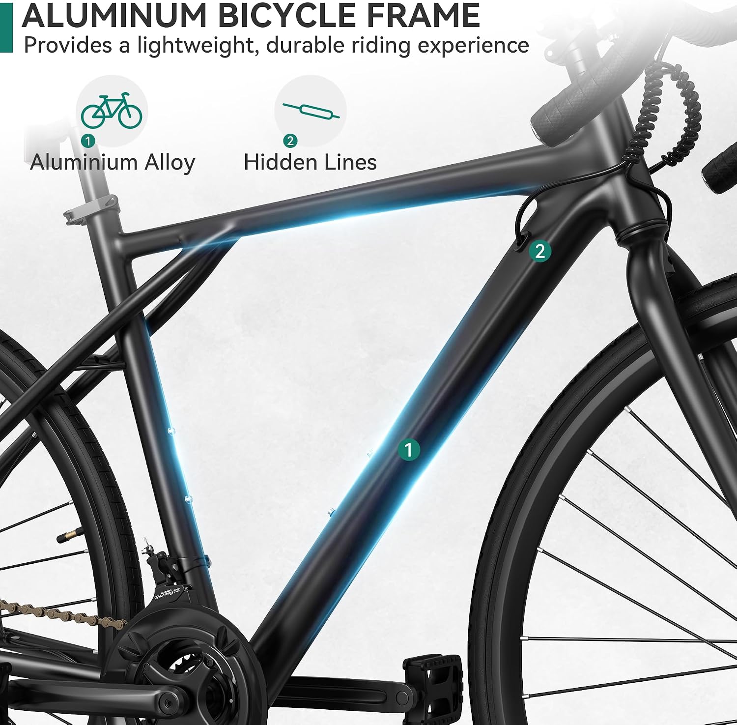 YITAHOME 700C Road Bike, 21 Speed Commuter Bicycle for Men Women, Lightweight Aluminum Frame Racing Bike, Adult Bicycle with Dual Disc Brake