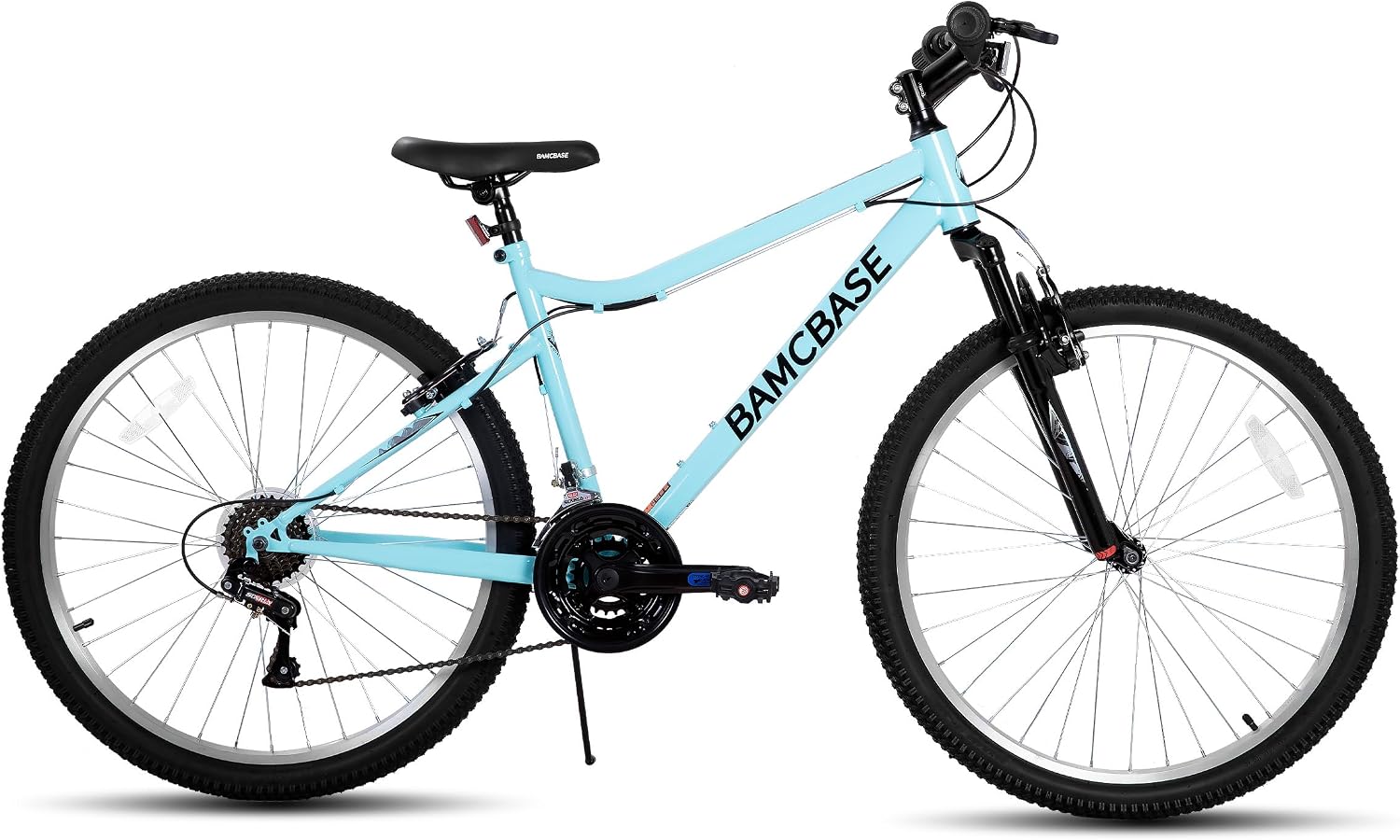 HILAND 26 Inch Womens and Mens Mountain Bike, 18 Speed Steel Frame Adult Bicycle, MTB Bikes with Suspension Fork, V Brake, Mountain Bicycle for Woman Man, Purple Green White