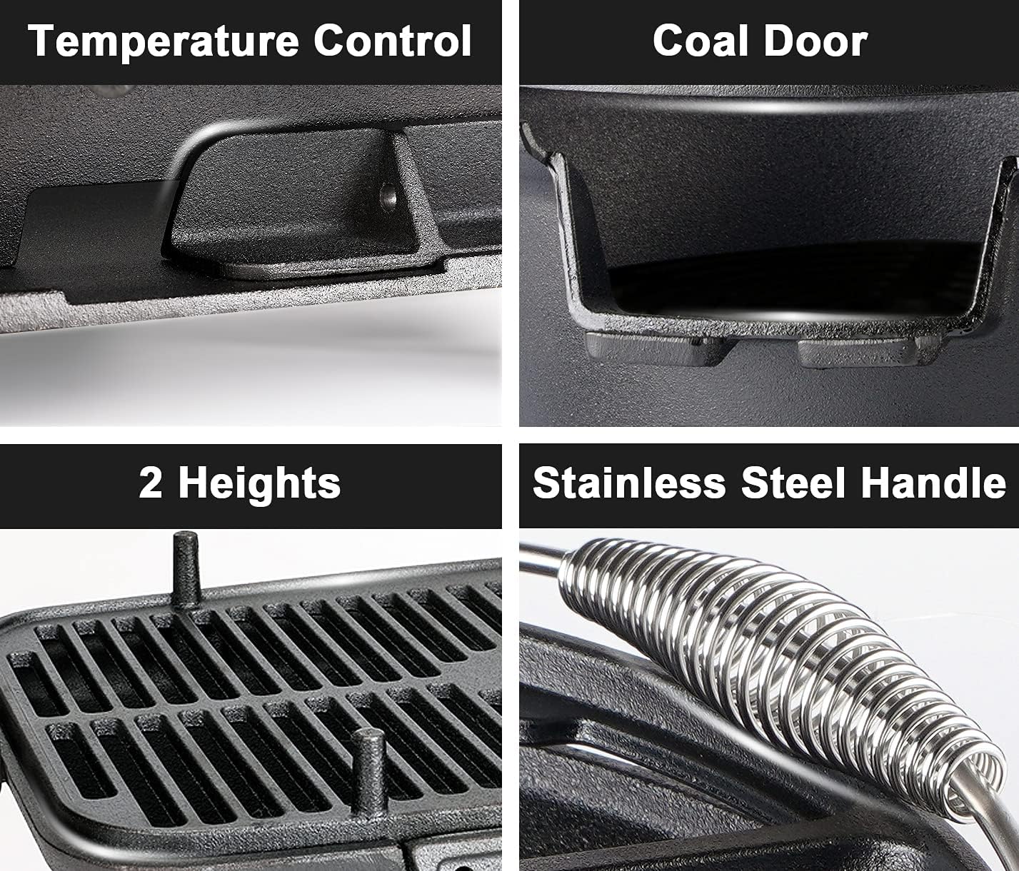 IronMaster Hibachi Grill Outdoor - Small Portable Charcoal Grill, 100% Cast Iron, Japanese Yakitori Tabletop Camping Grill - Cooking Grate Surface 17' x 10.5' for 5-8 People