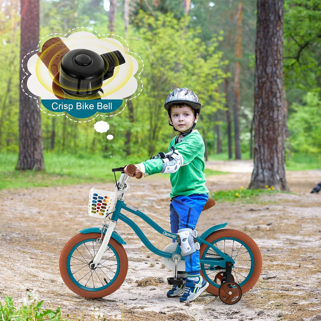 BABY JOY Kids Bike, 12 14 16 18 20 Inch Boys Girls Bike w/Adjustable Seat, Removable Basket, Handbrake & Coaster Brake, Training Wheels or Kickstand, Kids Bicycle with Multi-Color