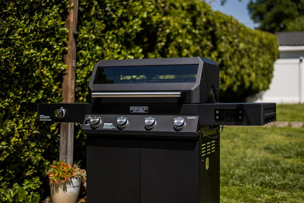 Monument Grills Denali Series, Denali 425 4-Burner Liquid Propane Gas Smart BBQ Grill Stainless Steel with BBQ Cover (2 items)