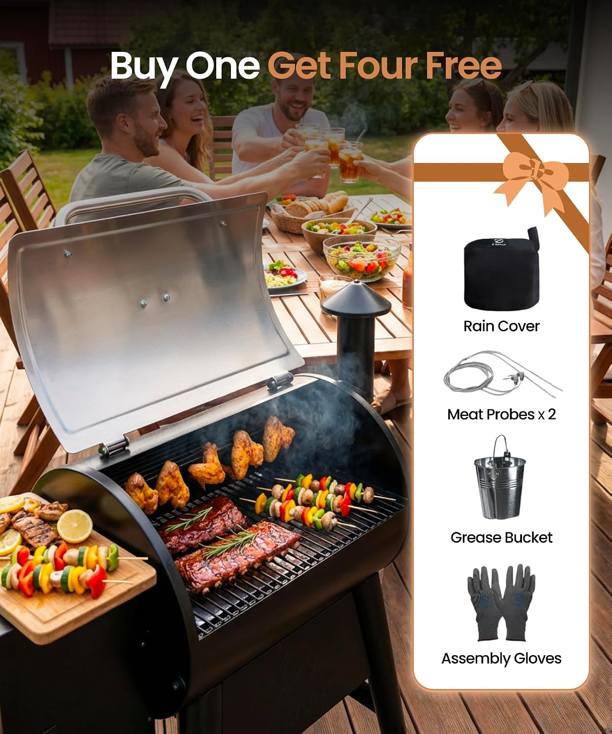 Z GRILLS Pellet Smoker Grill, Versatile 8-in-1 Cooking, Upgrade PID 3.0 Digital Controller, All-terrain Wheels with Locking Casters, 459 SQ.IN Cooking Area, Hopper Cleanout, Meat Probe, Rain Cover